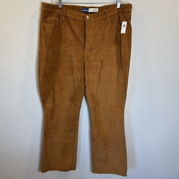 NEW Old Navy Corduroy Pants Womens Size 22 Brown Higher High Rise Flare - Picture 1 of 12
